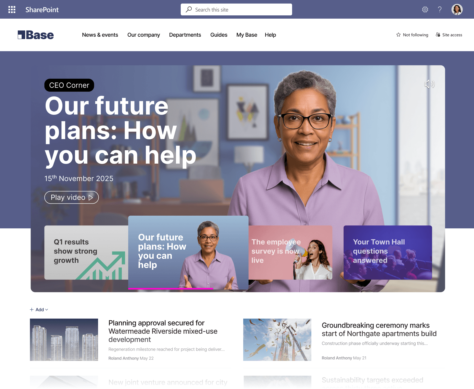 Base architects sharepoint intranet example custom design